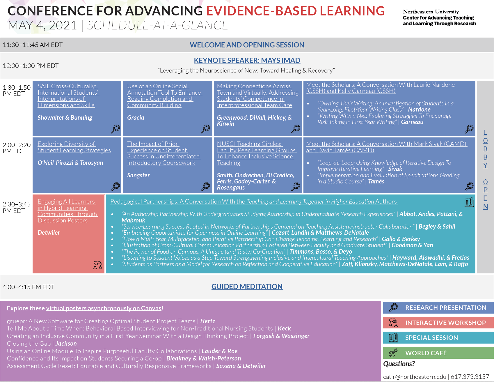 Schedule | Center for Advancing Teaching and Learning Through Research