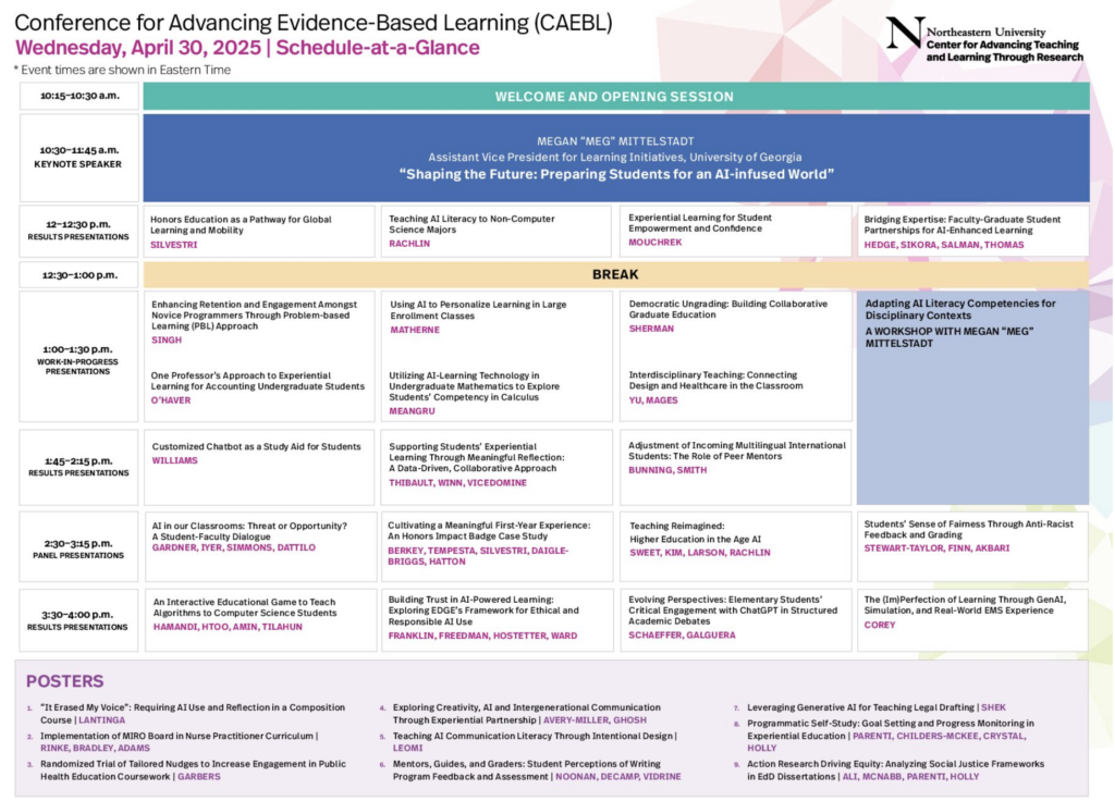 Schedule | Center for Advancing Teaching and Learning Through Research