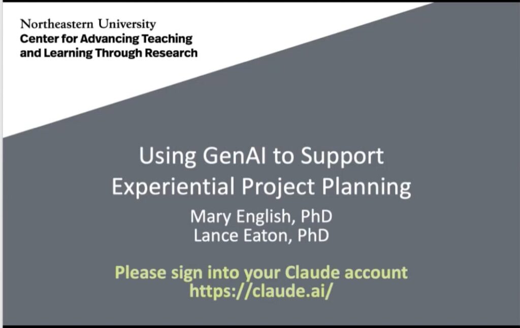 Using GenAI for Experiential Project Planning